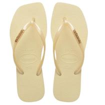 Chinelo Havaianas Slim Square Logo Metalic Tamanho:35/36Cor:Buttercream