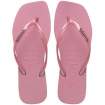 Chinelo Havaianas Slim Square Logo Metallic Bico Quadrado