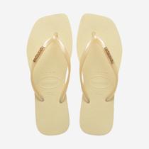 Chinelo Havaianas Slim Square Logo Metallic Creme