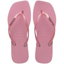Chinelo Havaianas Slim Square Logo Metallic Feminino - Rosa