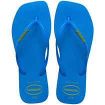 Chinelo havaianas slim square logo pop up azul brilhante