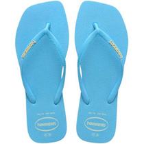 Chinelo havaianas slim square logo pop up azul lavanda