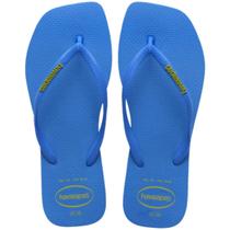 Chinelo Havaianas Slim Square Logo Pop Up Feminino - Azul Escuro