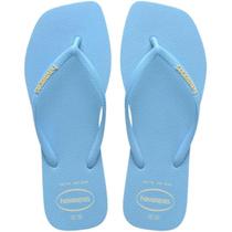 Chinelo Havaianas Slim Square Logo Pop Up Feminino - Azul