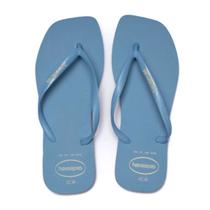Chinelo Havaianas Slim Square Logo Pop Up Feminino Azul