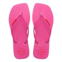 Chinelo Havaianas Slim Square Logo Pop Up Feminino Rosa