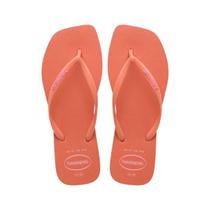 Chinelo havaianas slim square logo pop up rosa clay