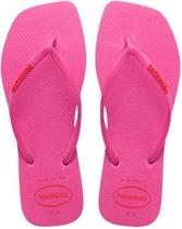 Chinelo Havaianas Slim Square Logo Pop Up Rosa Flux