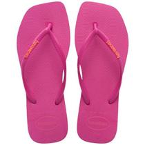 Chinelo havaianas slim square logo pop up rosa gum