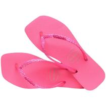 Chinelo Havaianas Slim Square Neon - Bege Palha/Rosa