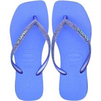 Chinelo Havaianas Slim Square Sparkle Feminino - Azul Chinelo Havaianas Slim Square Sparkle Feminino - Azul