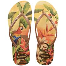 Chinelo Havaianas Slim Tropical Feminino - Amarelo Chinelo Havaianas Slim Tropical Feminino - Amarelo