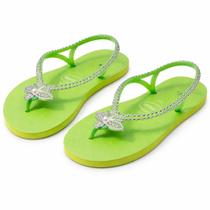 Chinelo Havaianas Tamanho 41-42 CUSTOMIZADA Tropical Verde Neon Sandalha Decorada com BORBOLETA Brilhante Feminina