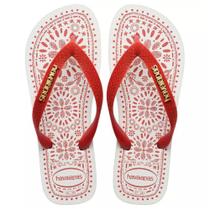 Chinelo Havaianas Tira Larga Top Bordado Flor Feminino Chinelo Havaianas Tira Larga Top Bordado Flor Feminino