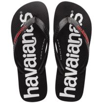 Chinelo Havaianas Top Logomania Preto Vermelho Rubi