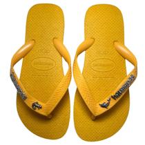 Chinelo Havaianas Top Personalizada Estilosa Coração Amarela e Prata Tam 35.36
