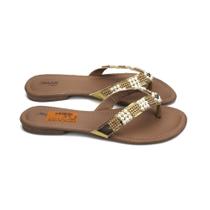 Chinelo hidabella metálico pérolas strass dourado tam 40