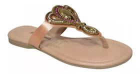 Chinelo Inf. Pink Cats Chatelet Natural c/pedras-V0841-0003