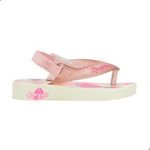 Chinelo Infantil Bebê de Menina Ipanema Bege Glitter Rosa