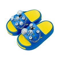 Chinelo Infantil De EVA Com Desenho De Alienígena, Bicolor, Sola Macia Antiderrapante, Moderno E