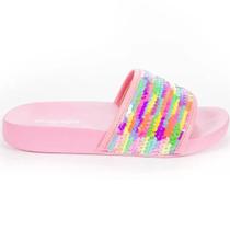 Chinelo Infantil Diversão Slide Mini Andressa com Paetê Multicolor