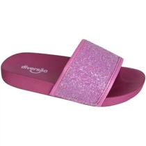 Chinelo Infantil Diversão Slide Mini Taís com Glitter