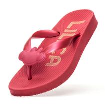 Chinelo Infantil Feminino Estampado Lilica Ripilica Original Praia Verão Lançamento Detalhe Vermelho