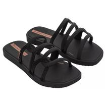 Chinelo Infantil Feminino Ipanema Solar Slide Sem Dedo Nova Coleção Grendene Preto