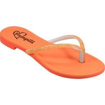 Chinelo Infantil Feminino Pampili IRIS na cor Laranja Neon
