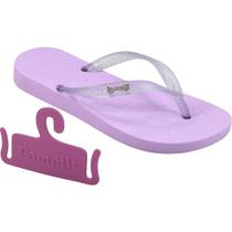 Chinelo Infantil Feminino Pampili Love em PVC cor Lilás