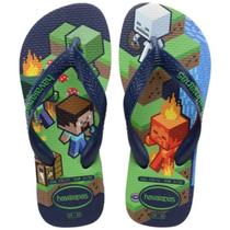 Chinelo Infantil Havaianas Kids Minecraft - Marinho