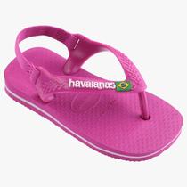 Chinelo Infantil Havaianas New Baby Brasil Logo Rosa Flux Branco