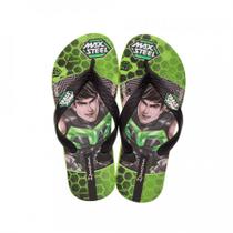 Chinelo Infantil Ipanema Masculino Grendene Polly e Max Steel Preto/Verde Chinelo Infantil Ipanema Masculino Grendene Polly e Max Steel Preto/Verde