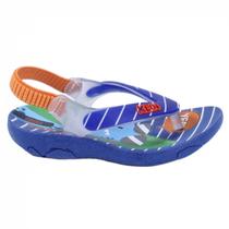 Chinelo Infantil Klin Acqua Print Royal/Laranja Jacaré