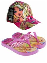 Chinelo infantil mais bone Barbie , minei, patrulha canina feminina .Super kit 2 em 1