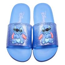 Chinelo infantil menina grendene disney stitch slide azul 22994