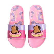 Chinelo infantil menina grendene kids slide capivara rosa 23454 - Chinelo infantil menina grendene kids slide capivara rosa 23454 -