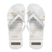 Chinelo Infantil Menino Branco Folha Nude Horizontais Ogochi