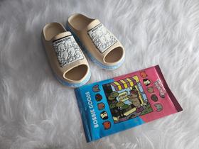 Chinelo Infantil para colorir Bege + 4 cards