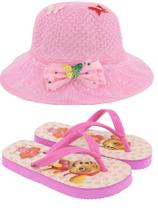 Chinelo infantil pcf chapéu menina ,passeios,praias , parques, etc. , sua filha merece este presente