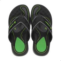 Chinelo Infantil Rider R Line Plus Dedo Preto e Verde