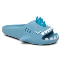 Chinelo Infantil Slide Sharky Fun Tubarão Punk Divertido e 2 Barbatanas Extra