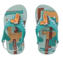 Chinelo Ipanema de Dedo Elástico Baby Animais Verde Laranja