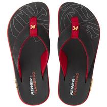 Chinelo Kenner Flamengo Kivah Masculino - Preto e Vermelho