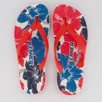 Chinelo Kenner Summer Hibisco Vermelho e Azul