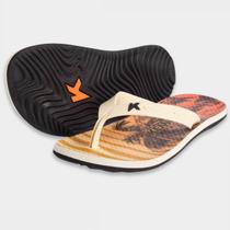 Chinelo Kenner Summer Tropicalia Masculino - Branco e Laranja - 39