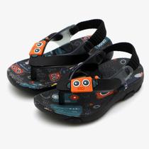 Chinelo Klin Infantil Robozinho Acqua Print - Preto