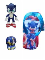Chinelo mais boné mais boneco sonic .Kit 3 em 1