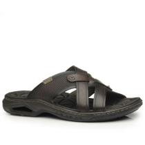 Chinelo Masc Pegada Couro Anilina Marrom Cravo 133202-03