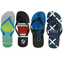 Chinelo Masculino Borracha Bico Redondo Polo Culture Kit 4